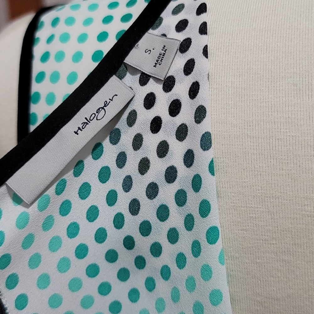 HALOGEN SMALL SLEEVELESS TOP POLK DOT MIX PRINT ZIP UP BACK MINIMALIST BLOUSE - Picture 8 of 11